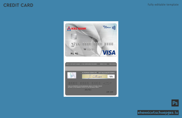 Myanmar KBZ Bank MPU Visa Kreditkarte – Beispielvorschau